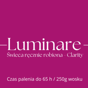 Clarity — świeca sojowa Luminare, nuta kwiatu bawełny i jaśminu, domowe ukojenie